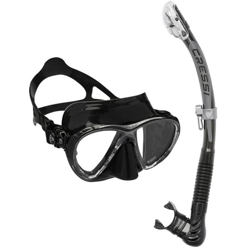 Cressi Set Evo Big Eyes Mask + Alpha Ultra Dry Snorkel Black Scuba ...