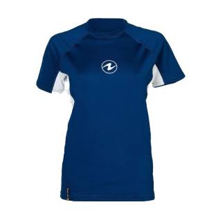 Aqualung Rash Guard Loose Fit Short Sleeve Woman Blue / White