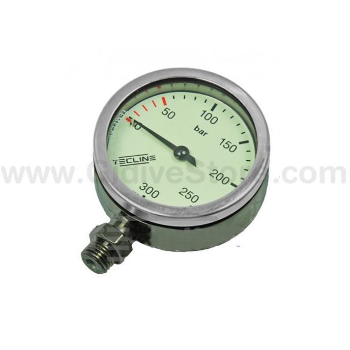 Tecline Pressure Gauge 52mm 300bar Chromed Case - Gidive Store